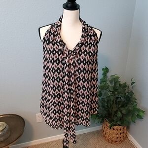 DANIEL RAINN sleeveless tunic diamond pattern pink black women's size small